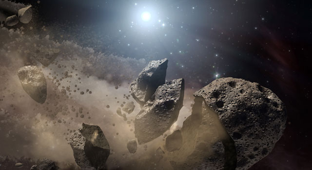 This artist's concept shows a broken-up asteroid.Image: Courtesy NASA/JPL-Caltech